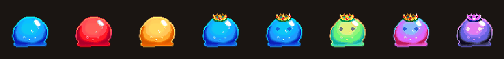 Eight slime variants animating